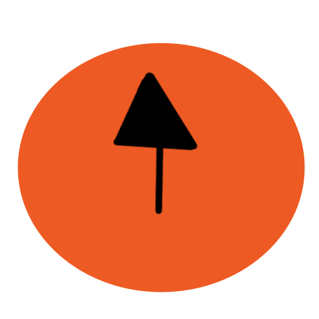 an orange circle with an up arrow in the middle of it.